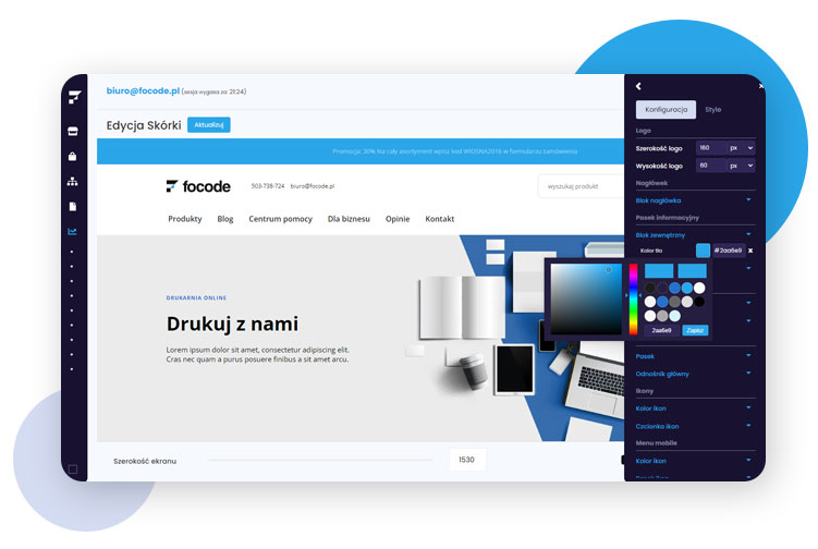 Konfiguracja wyglądu sklepu dla drukarni